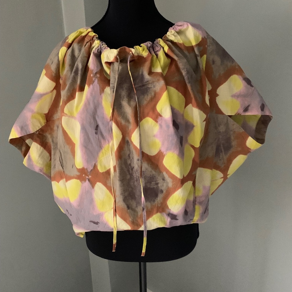 Marni blouse with gathered neckline and drawstring tie. Worn twice. Like new!